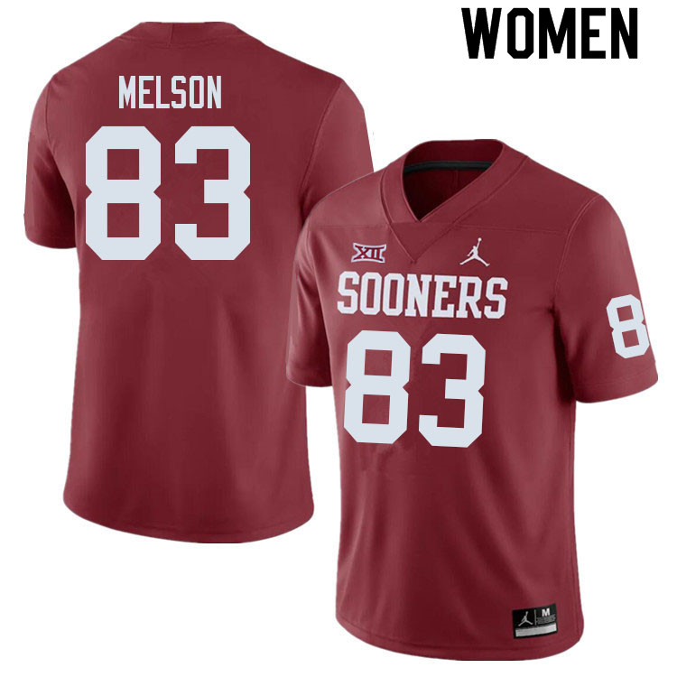 Women #83 Major Melson Oklahoma Sooners College Football Jerseys Sale-Crimson